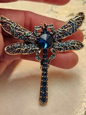 BLUE COLOR COSTUME DRAGONFLY BROOCH
